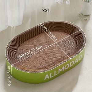 TEMU 고양이 스크래쳐 보드와 침대 통합형 발톱 갈기 오벌 골판지 사계절용 털 빠짐 방지 고양이 용품