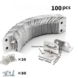 TEMU L자형 브래킷 100개, 90도 금속 지지대 (나무 선반, 테이블, 의자, 캐비닛 하드웨어 강화용)