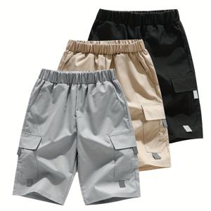 TEMU 3개입 남아용 여름 빠른 건조 직물 반바지, 야외 활동에 완벽한