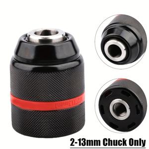 TEMU 키리스 나사산 금속 드릴 척 잠금장치 포함, 1/2-20UNF 마운트 2~13mm 자동잠금 척, 육각 샹크/SDS-Plus 샹크/전기 렌치 샹크, 퀵 그립 어댑터, 드릴 비트 스크루드라이버 탭 & 소켓용 척