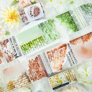 TEMU 1 롤의 레트로 레드 브릭 벽 PET 테이프, 노트북 장식 테이프, 핸드북 스플리싱 테이프, 손기술 DIY 배경 장식 테이프, 방수 및 쉽게 찢을 수 있는 PET 테이프, 각 롤은 200cm 길이와 6.5cm 너비입니다.