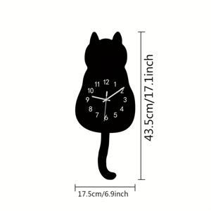 TEMU 꼬리 흔들기 기능이 있는 재미있는 고양이 시계 1개. 시계의 틱소리 없이 조용하게 작동합니다. 이 독특한 홈 데코레이션은 거실, 사무실, 카페 및 침실에 적합하며 고양이 애호가를 위한 이상적인 선물입니다.|시계
