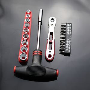 TEMU 타입 T 롱 핸들 스크류드라이버 울트라-씬 36톱니 래칫 렌치 수동 공구 세트, 소켓 및 비트 키트 포함, 21피스