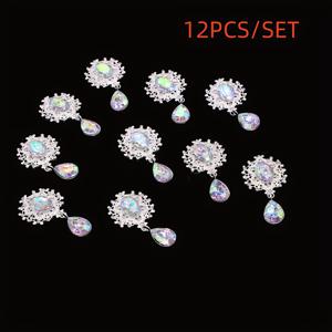 TEMU 12개 리스톤 버튼 세트 - 분리 가능한 장식 클립 DIY 공예, 어버이날 선물, 휴일 드레스 장식,縫い 용품, 금속 재질, 셔츠 장식, 색상, 우아한 디자인, 드레스 장식 용품 | 반짝이는 장식 | 내구성 있는 장식 클립