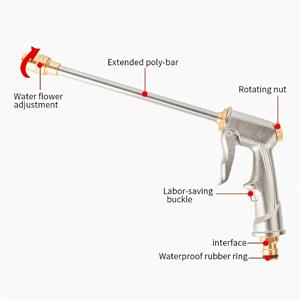 TEMU 내구성 강한 금속 고압 세차용 물총, 가정용 정원 물뿌리기 도구 합금 전기도금 세차 건