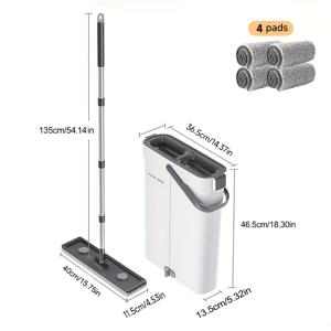 TEMU Joybos 물걸레 세트 (수축기 포함) | 워셔블 극세사 패드와 긴 손잡이가 있는 납작한 물걸레, 모든 바닥 타입 및 창문에 적합, 가정용, 거실, 침실, 욕실, 주방에 이상적