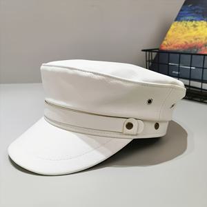 TEMU 새로운 가을/겨울 인조 가죽 영국 해군 베레모, 스타일리시한 오리 부리 모자, 팔각형 모자, 여성용 인조 가죽 플랫 캡, 야외 모자