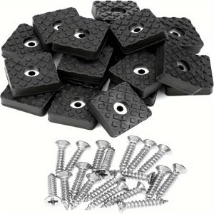 TEMU 20개 블랙 고무 가구 패드 (나사 포함) - 미끄럼 방지, 충격 흡수, 스크래치 방지, 의자 및 테이블용, 30mm/22mm 사이즈, 내구성 있는 사각형 디자인, 고급스러운 장식 안정 그립, 텍스처 표면, 금속 버클 아이