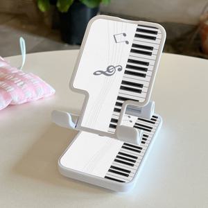 TEMU 2025년형 신상 럭셔리 패션 창의력 조절 가능 데스크탑 피아노 키 디자인 휴대폰 거치대 - 접이식, 높이 및 각도 조절 가능, 비ABS 소재 사용, 4-8인치 장치 호환, 사무실 및 침실에 적합, VB1 아이폰, 아이패드 호환