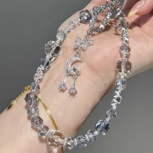 TEMU 고급스러운 짧은 휴대폰 체인, 인조 - 나비와 달 디자인 - 화려한 휴대폰 스트랩 - 휴대폰, 이어폰, 백팩, 카메라에 적합