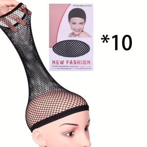 TEMU 위그용 위그 캡 10개입. 높은 탄성 메시 소재와 통기성 좋은 레이스 앞면 디자인으로 제작되었습니다. 헤어스타일을 고정하기 위한 탈착식 케어 트레이가 포함되어 있으며, 긴 머리 위그에 적합하며 편안한 착용감을 제공합니다.