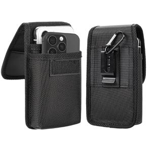 TEMU 두 개의 휴대폰을 위한 두 겹 수납 공간이 있는 남성용 허리 팩 폰 파우치, 튼튼한 클립 및 카라비너 잠금장치 | 최대 6.7인치까지의 휴대폰에 적합, 내구성 나일론 제작, 일상 사용 및 야외 활동에 완벽