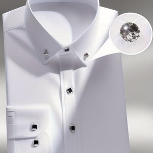 TEMU <2025 남성 셔츠 추천, 정교한 장인 정신> 남성 패션 드레스 셔츠, 직장용, 봄/가을 올드머니 스타일, 긴팔 버튼셔츠, 비즈니스 셔츠, 데일리 웨어, 주름 방지 빠른 건조, 비침 방지 원단, 매끄러운 질감, 클래식 칼라 디자인, 출퇴근 - 비즈니스 - 파티 스트리트 스타일 - 고품질 스티칭, 트렌디한 탑 드레스 추천