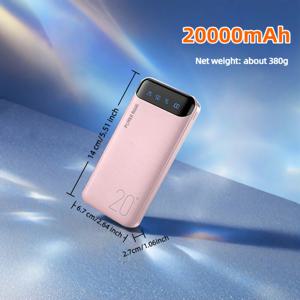 TEMU SYJSHUANGXI 20000mAh 휴대용 보조 배터리, 듀얼 USB 출력, 및 Type-C 듀얼 입력, 대용량 리튬 배터리-폴리머, 스마트 전원 디스플레이, 범용 충전기, 충전식, 여행, 업무 및 야외 사용에 적합|보조배터리|C타입충전기|보조배터리20000