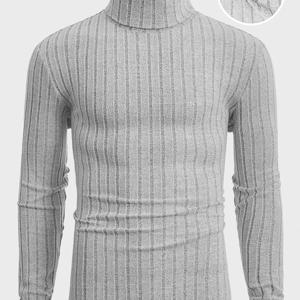 TEMU 청소년용 가을-겨울 하이넥 골지 캐주얼 솔리드 긴팔 티셔츠