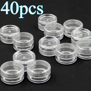 TEMU 40개 미니 투명 화장품용기 - 트위스트캡, 무취 플라스틱 사이클린더형 (메이슨잔 디자인), 네일폴리시·크림·로션·메이크업 수납에 적합 - 여행용 & 살롱/홈정리, 샘플보관에도 완벽한 제품