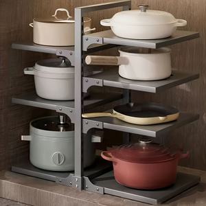 TEMU 중량용 조절 가능한 냄비와 팬 정리 랙 - 5 또는 7단계 주방 캐비닛/카운터탑 보관 선반, 공간 절약형 수직 디자인, 쉬운 조립, 튼튼한 금속 구조, 냄비, 팬, 뚜껑을 위한 이상적인 홈 및 상업용 주방, 식료품 보관,紧凑设计, 내구성 선반, 단계 선반, 작은 공간 거주, 랙