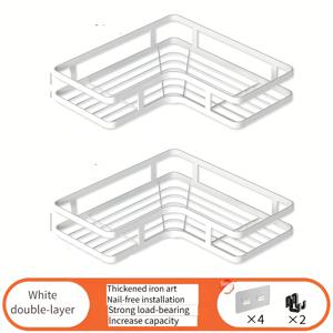 TEMU 2개 세트 코너 샤워 캐디, 4개 후크 포함, 무드릴 접착식 샤워 선반, 욕실 정리용 샤워 액세서리 수납, 내식성 샤워 스토리지