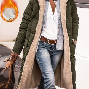 TEMU 여성용 패딩 후드 롱 코트, 양면 리버서블 겨울 코트, 고품질 합리적인 가격