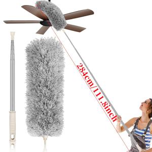 TEMU 청소 먼지떨이, 천장 선풍기 청소 도구, 확장형 먼지떨이, 높은 천장, 벽, 블라인드, 거미줄, 가구에 적합한 워셔블 극세사 먼지떨이, 실내 및 실외 사용에 적합