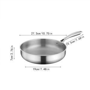 TEMU 튼튼한 스테인리스 스틸 논스틱 프라이팬 - 인덕션 및 가스레인지에 적합, 균일한 가열 제공, 식기세척기 사용 가능, 304 스테인리스 스틸 재질, (실내/실외 사용) - 스크래치 방지, 세척 용이 표면