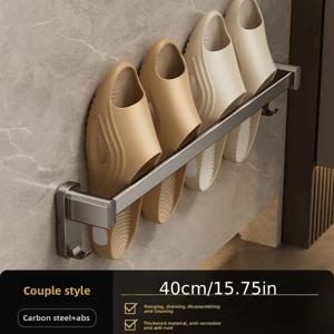 TEMU 다용도 고품질 공간 알루미늄 신발 정리대 (드릴 불필요). 두꺼운 디자인으로 수납 공간 확보 가능, 걸이 달린 수건 걸이 기능도 제공, 강력한 하중 지지력, 부식 및 녹 방지