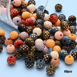 TEMU 60개 빈티지 스타 비즈 - 10mm 컬러풀 우드 비즈, 주얼리 만들기용, 팔찌, 목걸이, 폰 체인 & 공예용 - 다양한 색상 (핑크, 블루, 그린, 옐로우, 오렌지, 퍼플, 블랙, 화이트, 브라운) - DIY 프로젝트용 루스 스페이서 비즈, 공예 비즈 재료, 장식 비즈 디자인, 천연 목재 비즈, 주얼리 제작 용품, 주얼리 메이커