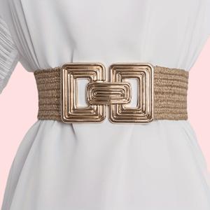 TEMU 우아한 풀무늬 드레스, 신축성 있는 소재, 넓은 벨트, 허리 주름, 코트 및 트렌치 코트와 함께 입기 좋음