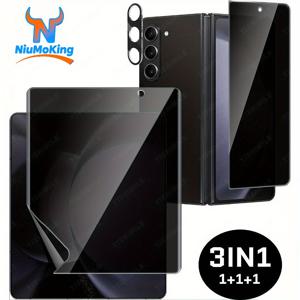 TEMU [1세트] 삼성 갤럭시 Z 폴드 7/6/5용 YISHIMILE 프라이버시 스크린 보호필름, 내부 안티스파이 스크린 TPU 유연 필름 + 뒷면 프라이버시 유리 스크린 보호필름 강화유리 + 카메라 렌즈 보호필름, 케이스 친화적