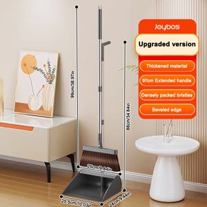 TEMU JOYBOS 길이 조절 가능한 스테인리스 스틸 빗자루와 쓰레받기, 스냅온 빗자루 & 내장형 빗살 - 가볍고 튼튼한 빗자루 손잡이, 애완동물 털 제거에 적합, 공간 절약형, 단단한 바닥용, 바닥용, 사용에 적합