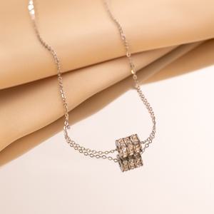 TEMU 세련된 스테인리스 스틸 롤러볼 목걸이, 합성 지르코니아 세트, 여성 크리스마스 파티에 완벽하며 데이트룩을 연출하는 데도 좋습니다.