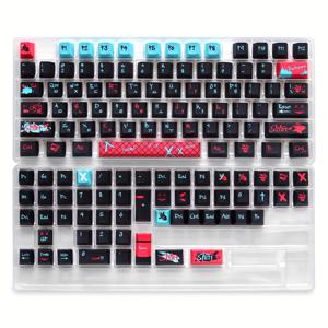 TEMU 진스 애니메이션 테마 키캡 - GH60/GK61/GK64/84/87/96/104/108/980 기계식 키보드 호환 - 129키 PBT 체리 프로필, 진스 디자인, 한국어 키캡, 염료승화 인쇄 (보드 미포함) - PC/MB용 애니메이션 게이밍|키캡|키캡