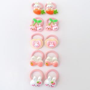 TEMU 귀여운 토끼 모양 머리끈 10개 세트, 여아용 헤어스타일링에 완벽