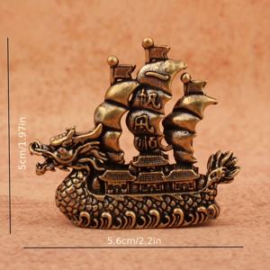 TEMU 1개 빈티지 중국 용보 모형 - 황동 도금 금속 보트, 항해 및 용 디자인, 전기 불필요, 거실, 침실, 크리스마스 & 할로윈 장식용 - 행운의 부적, 보트 장식, 침실 장식품, 클래식 장식품