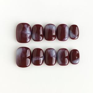 TEMU Toitoi | 10개 수제 인조 아크릴 웨어러블 네일 - 짧은 사각형 및 원형 모양, 버건디 그레이 마블 패턴의 광택 효과 장식 - 2025년 우아한 가을/겨울 네일 아트에 적합한 고품질