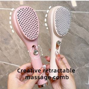 TEMU 2개입 리트랙터블 마사지 에어 쿠션 빗, 원버튼 탈모 도구, 휴대용 마사지 빗, 자동 엉킴 방지로 매끄러운 머리카락, 여성 및 애완동물용, 정전기 방지 기능, 여행 필수품