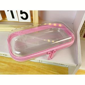 TEMU 화장품 보관함, 투명 하드 지퍼 케이스 플라스틱 파우치 투명 하드 케이스 클리어 메이크업 백 휴대용 여행 정리함 화장품, 빌딩 블록, 퍼즐용