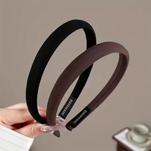 TEMU 여성용 우아한 미끄럼 방지 헤어밴드 2개 - 단색 하이탑 헤어밴드 (//) 포니테일, 번, 땋은 머리에 적합 - 세안 및 일상 헤어스타일용