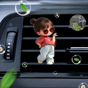 TEMU 2D 플랫, 1개 댄싱 걸 리필 가능 차량용 방향제 향기 디퓨저 클립, 차량 통풍구 차량 내부 추가 장식, 차량용 향 디퓨저, 