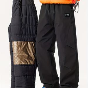TEMU 남성용 헤비듀티 방풍 겨울 스키 팬츠, 야외 스키 및 스노보드용 - 조절식 허리, 스트레이트핏 다리와 발단부, 추운 날씨용(겨울 스포츠) 두껍고 따뜻한 방풍 기능|스포츠|냉장고바지|남자바지