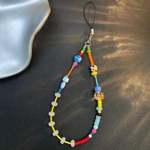 TEMU 별 비즈 휴대폰 끈 손목 스트랩 | 핸드메이드 팔찌 펜던트 참 체인 스트링 가방 및 물 방지 분실 방지