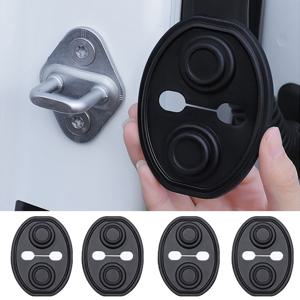 TEMU 4개 실리콘 도어 잠금 커버 - 두꺼운 충돌 방지 및 소음 감소, 녹 방지 보호 패드 (차량 도어용), 모든 차량 모델에 적합, 내구성 좋은 블랙 디자인, 간편한 설치, 차량 도어 보호, 세련된 차량 액세서리, 유연한 보호