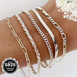 TEMU 925 실버 쿠바 링크 팔찌 5개 세트, 스타일리시하고 우아하며 여성에게 완벽 | 이상적인 휴일 선물, 데일리 주얼리 및 파티 액세서리