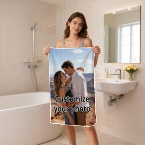 TEMU 2D 평면, 1개 맞춤형 긴 타월 목욕, 스파용 - 이름/텍스트, 부드럽고 통기성 좋은 빠른 흡수 목욕 시트, 세탁기 사용 가능, 생일/크리스마스/ 선물, 현대적 디자인, 2D 평면