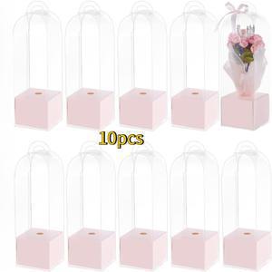 TEMU 10개 세트 빈 싱글 장미/카네이션 박스 + 투명 선물백 - 추수감사절, 할로윈, 어버이날, 크리스마스, 새해, 졸업식, 결혼식, 생일, 발렌타인데이, 스승의날 선물용 투명 꽃 선물 상자
