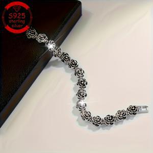 TEMU 실버 여성용 장미 팔찌, 생일, 발렌타인데이, 스승의날, 크리스마스, 새해 선물, 데일리웨어, 휴가, 파티, 결혼식에 적합. 심플하고 우아한 여성 주얼리, 광택 있는 표면