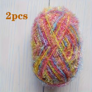TEMU 부드러운 플러시 폴리에스터 실로 제작된 유리 속눈썹 실 2개 세트, 생생한 색상, 총 무게 3.53온스, 코바늘 뜨개질 프로젝트, 인형 스웨터, 모자, 가방, 베개, 담요 및 코트에 적합 - 다양한 색상으로 제공|모루인형