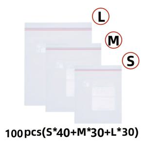 TEMU 100개 대용량 누수 방지 자동 밀봉 식품 보관백 - 투명 냉동고, 냉장고, 주방용 지퍼 밀봉백 - 재사용 가능한 공간절약 플라스틱 백, 채소, 고기, 간식에 적합 - 신선도 유지, 쉽게 열림, 재사용 가능한 식품백, 두꺼운 소재, 안전한 지퍼 잠금|냉동고
