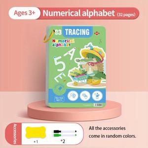 TEMU 32페이지 마법 연습북, 연필 제어 훈련을 위한 재사용 가능한 필기 패드, 라인 트레이싱, 숫자 및 문자 쓰기 도구 포함, 할로윈 및 크리스마스 선물로 완벽