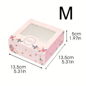 TEMU 그녀/그를 위한 선물용 핑크 로즈 창문형 종이 선물 상자 5개 세트, 스티커 포함 - 생일, 결혼식, 사탕 포장, 크리스마스, 할로윈에 적합